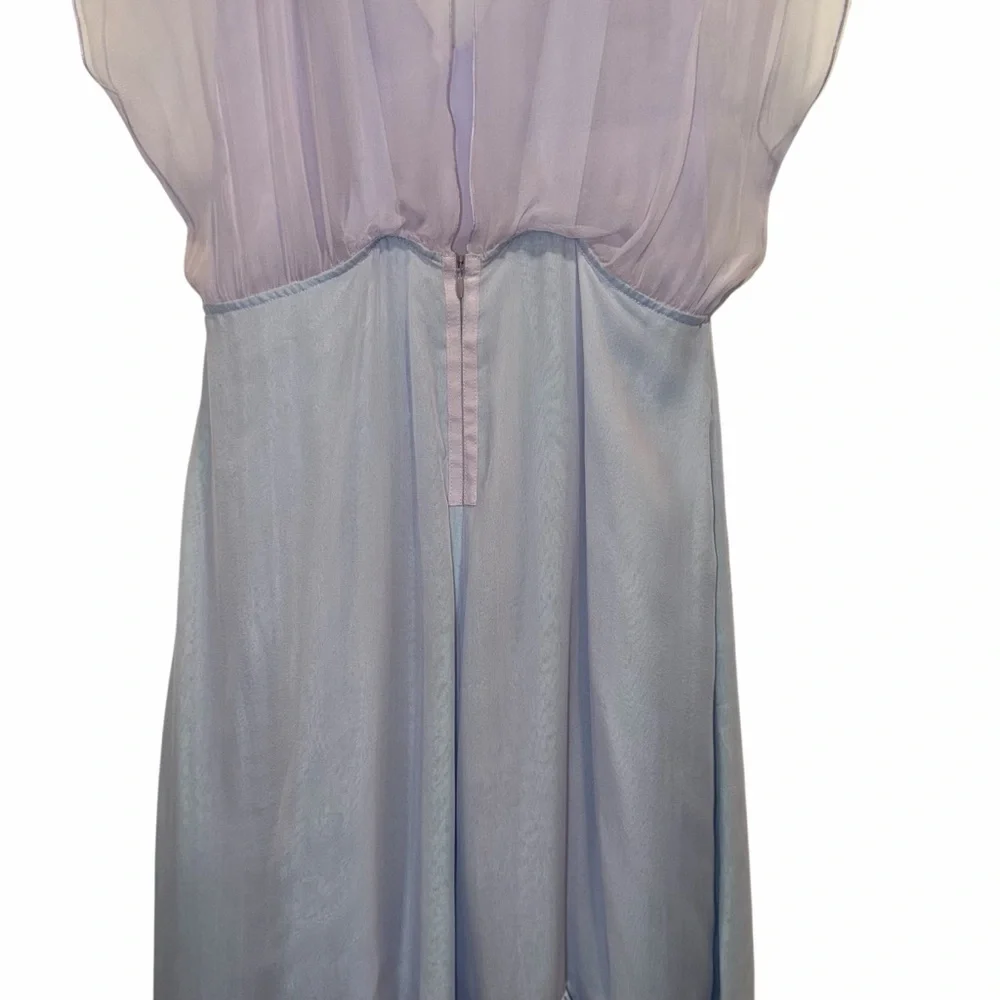 Emporio Armani Purple Blue Midi Dress Silk Chiffon Colorblock 4 Formal Wedding - Picture 8 of 12